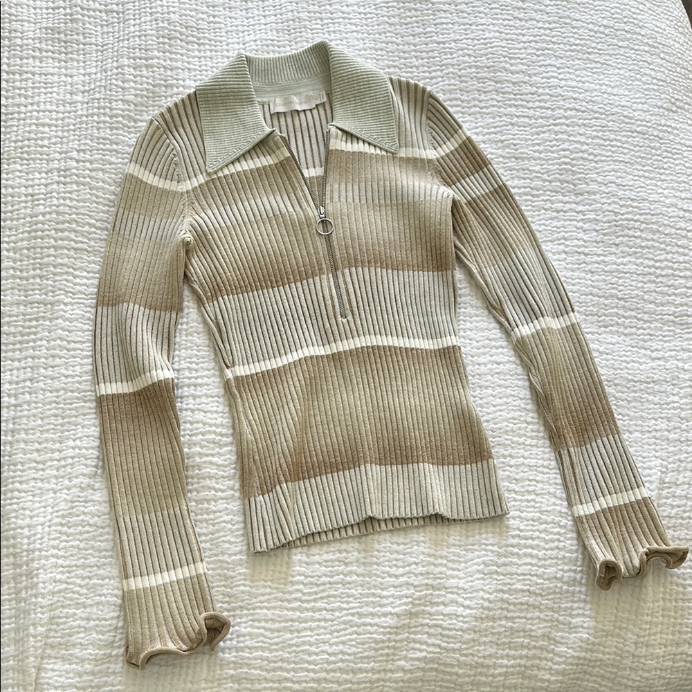 Jonathan Simkhai Striped Beige Sweater